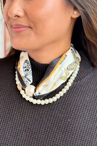 Scarf & Pearls Necklace - One