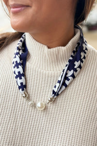 Magnetic Silk Scarf - Navy