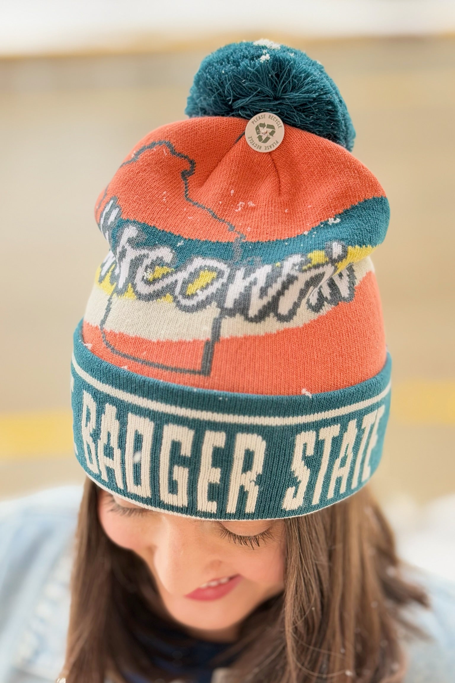 Wisconsin Knit Beanie Winter Hat Pom Pom