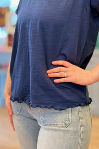 Gwen Cabbage Hem Tee - Denim Blue
