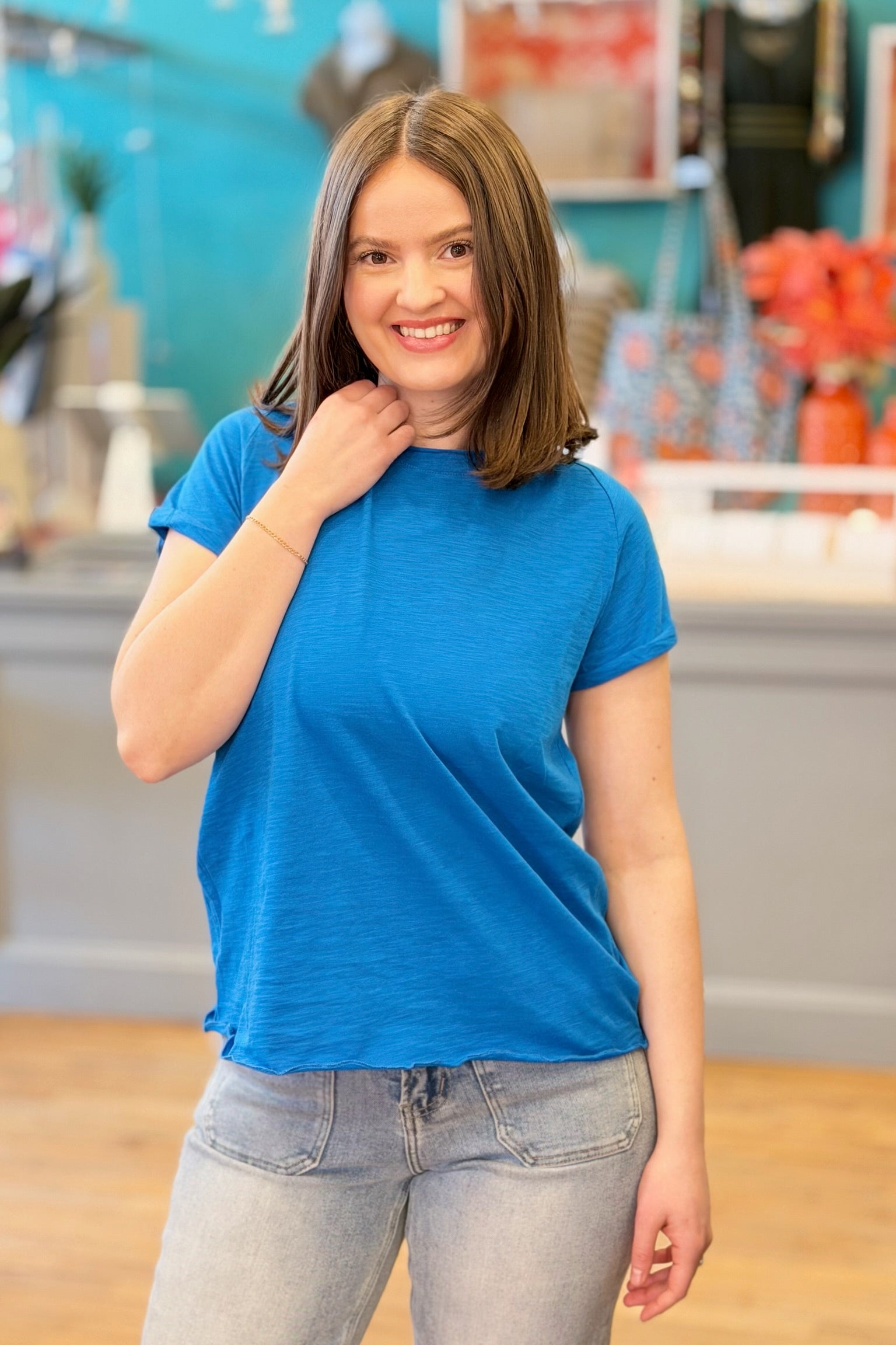 Gwen Cabbage Hem Tee - Blue