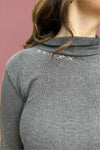 Hand Stitch Detail Mock Neck Dress - Grey