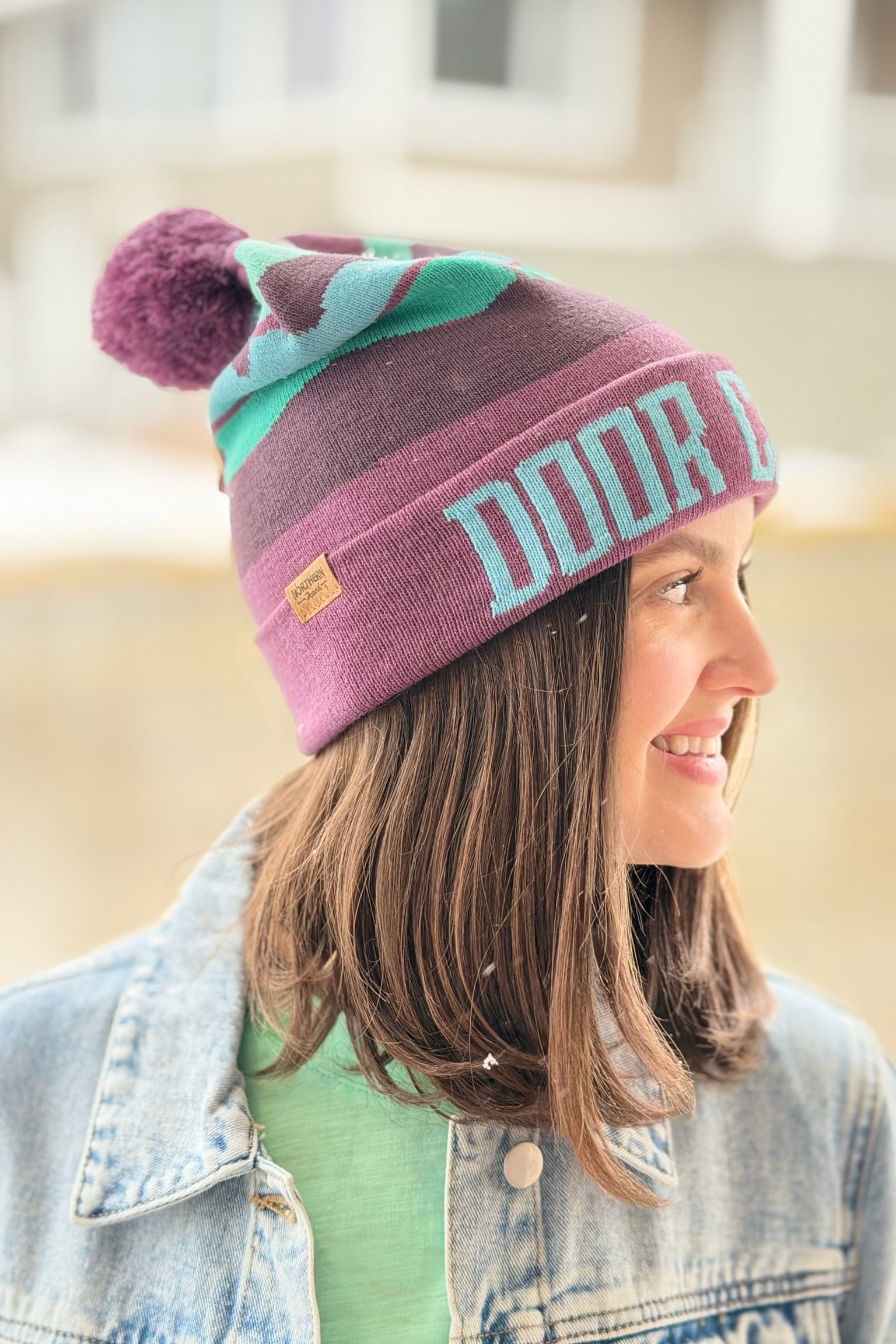 Door County Canoe Knit Beanie Pom Pom