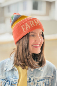 Farm Girl Cow Knit Pom Pom Beanie