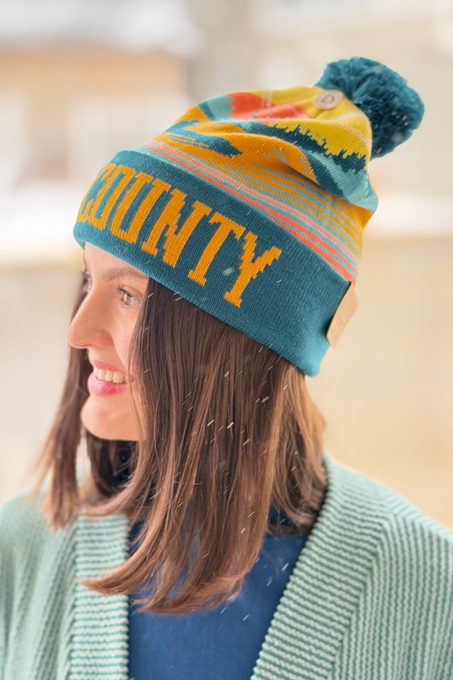 Door County Kayak Knit Beanie Pom Pom