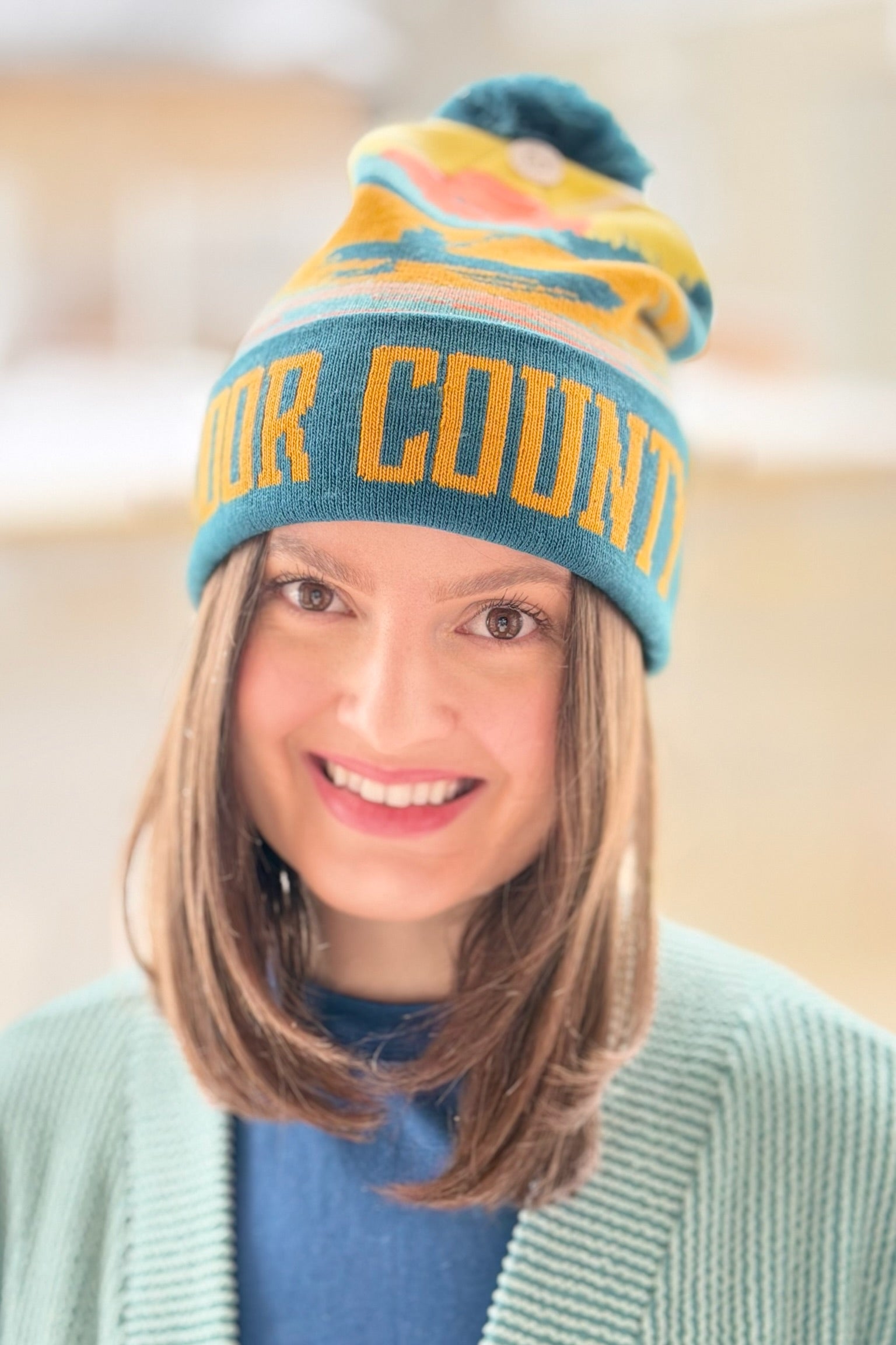 Door County Kayak Knit Beanie Pom Pom
