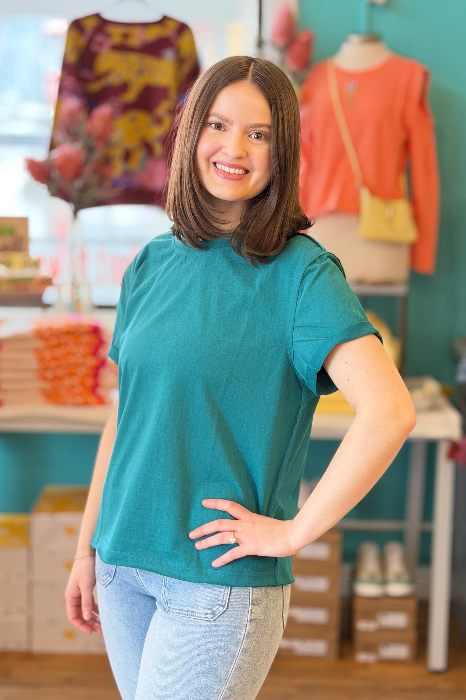 Mali Tee Raw Hem - Teal