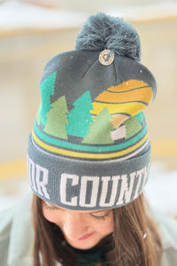 Door County Camping Knit Beanie Pom Pom