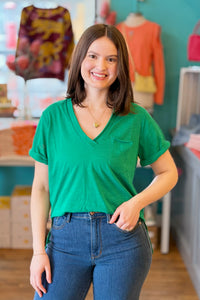 Zoie Rolled Sleeve Tee - Green