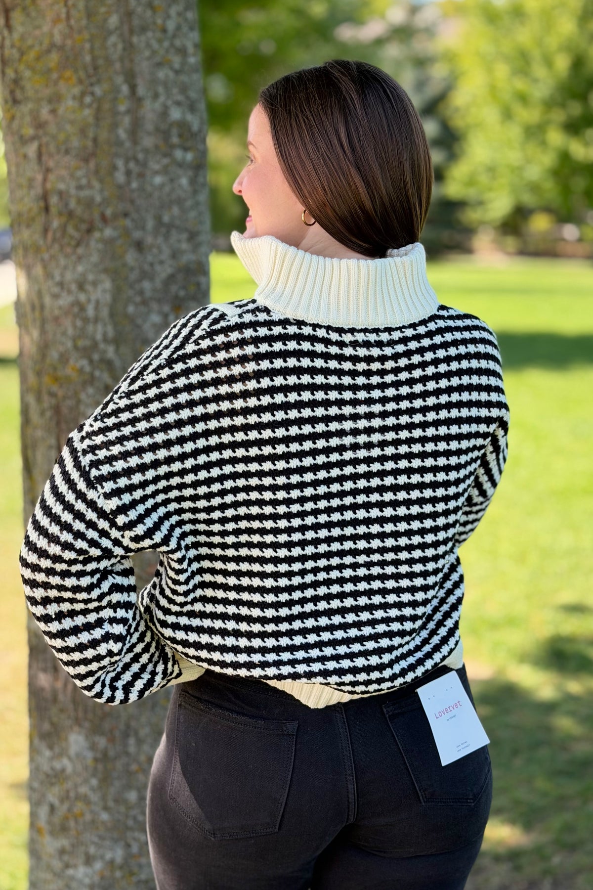 Quarter Zip Open Knit Sweater - Black