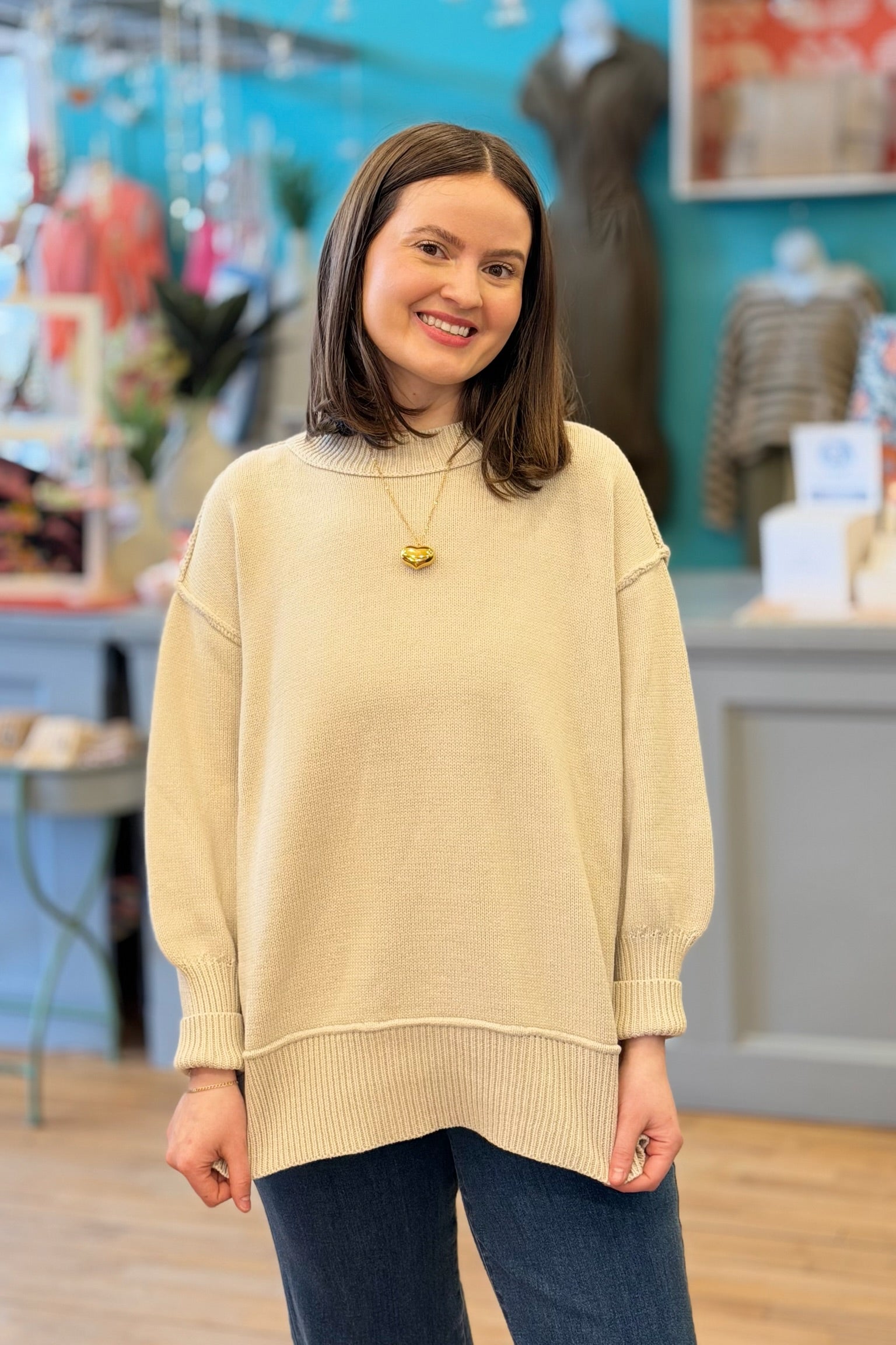 Ina Exposed Seam Sweater - Pearl