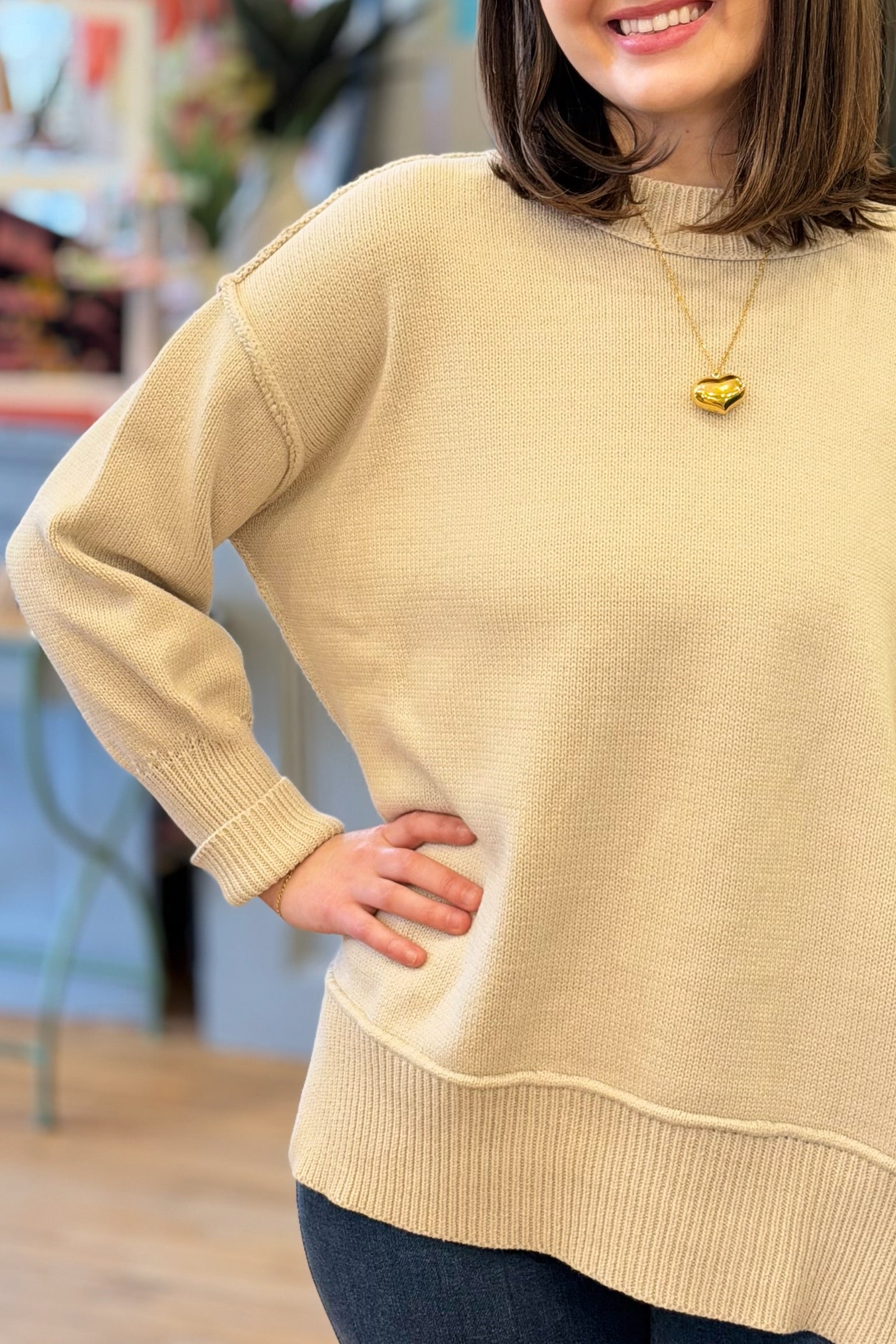Ina Exposed Seam Sweater - Pearl