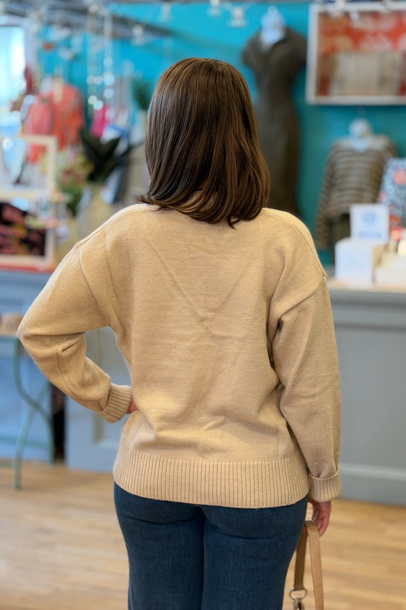 Classic V-Neck Sweater - Oat