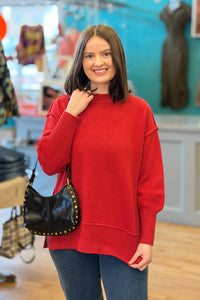 Ina Exposed Seam Sweater - Red