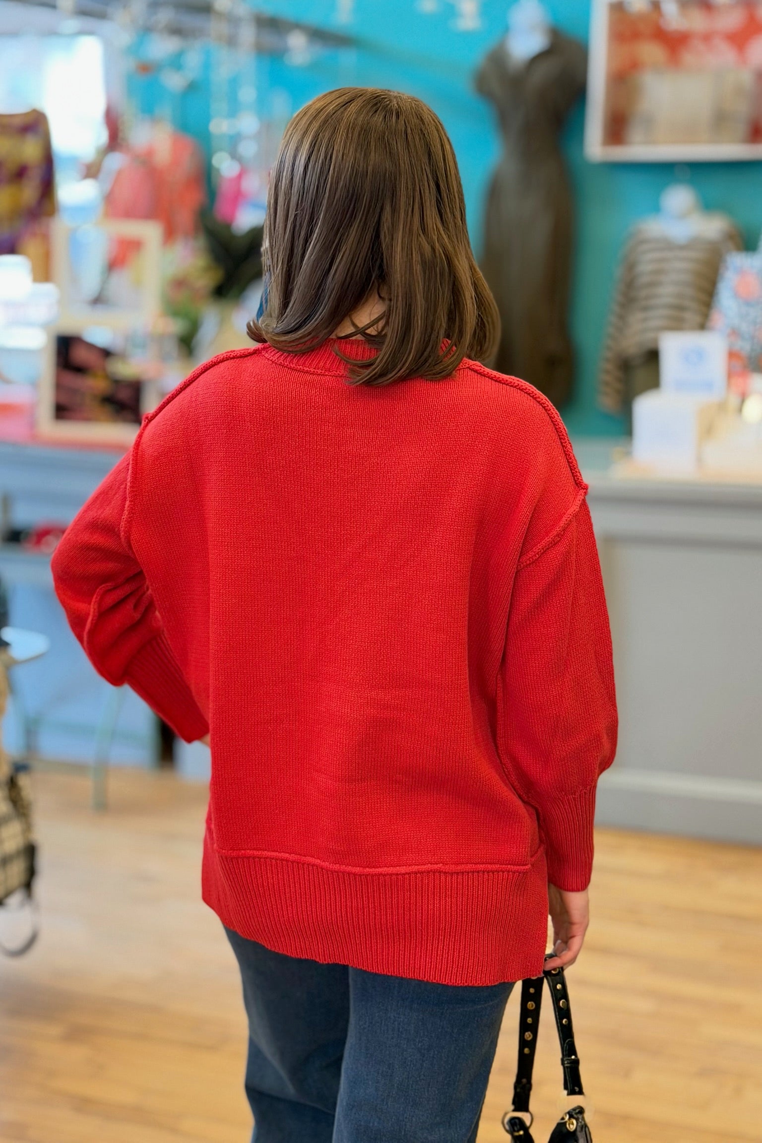 Ina Exposed Seam Sweater - Red