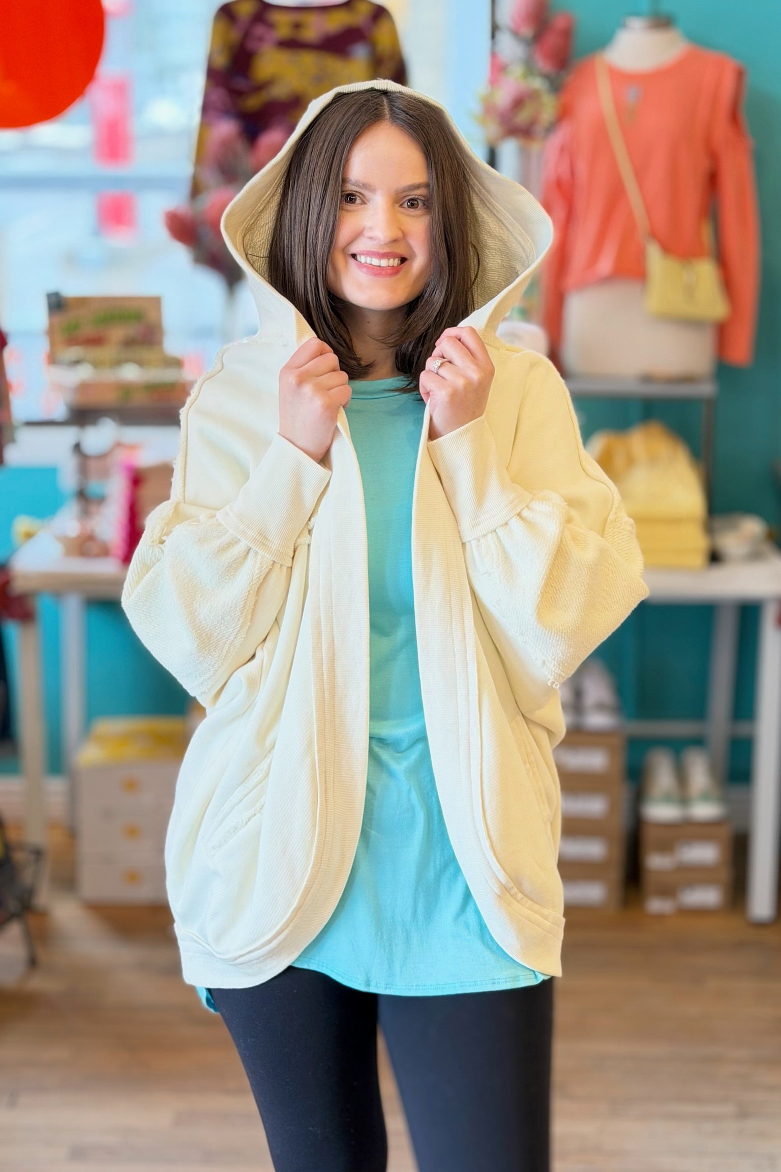 Janely Hooded Cardigan - White
