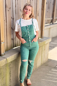 Washed Stretch Twill Jumpsuit - Green