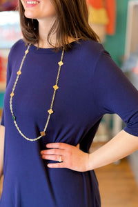 Clover Station Charms Long Necklace - Gold