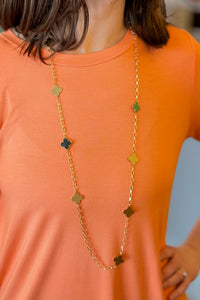 Clover Station Charms Long Necklace - Gold