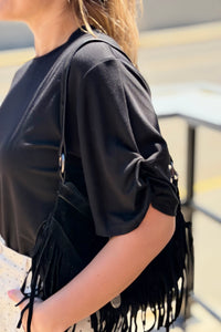 Knot Short Sleeve Top - Black