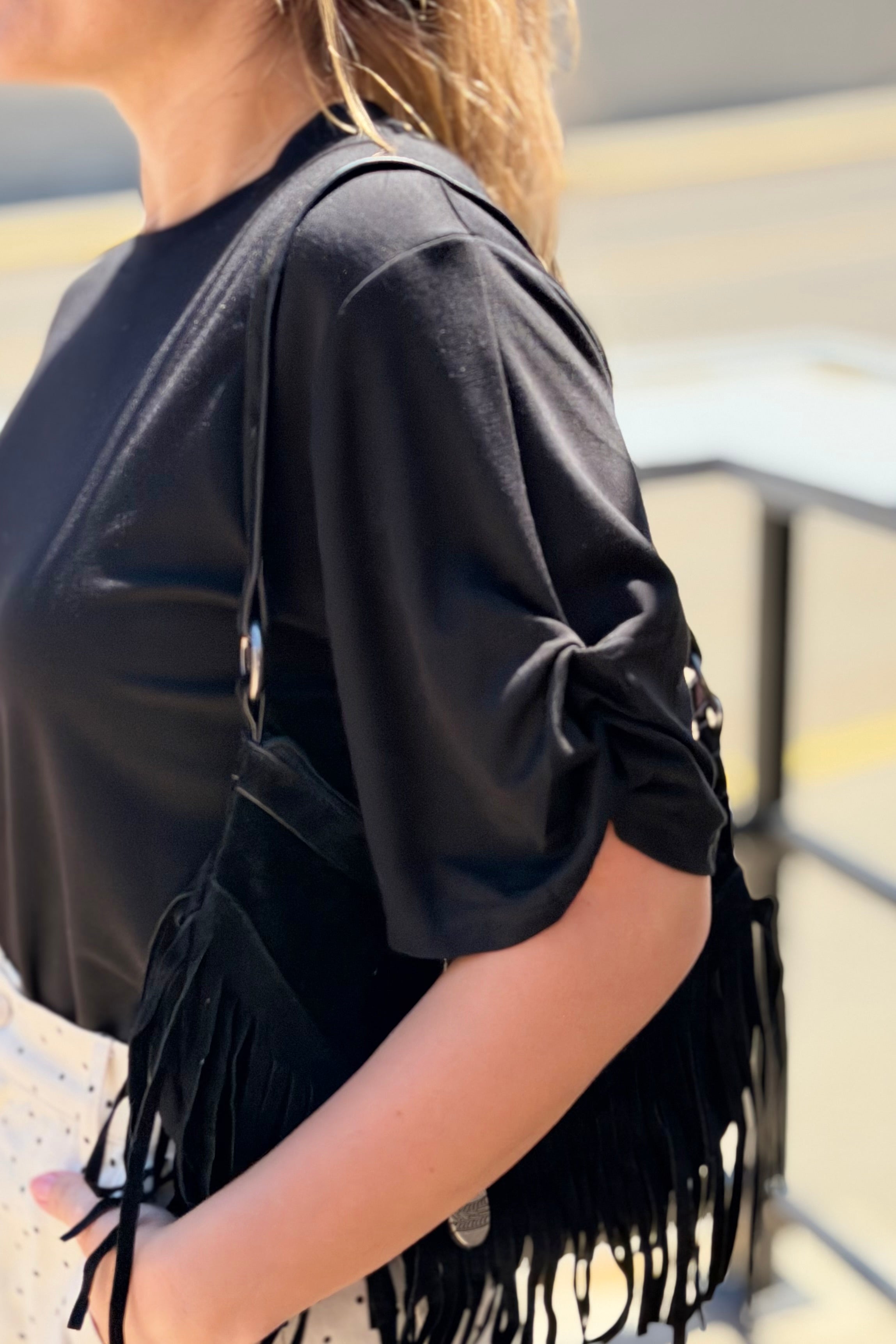 Knot Short Sleeve Top - Black
