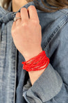 10 Piece Stackable Boho Bracelet - Red
