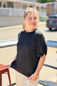 Knot Short Sleeve Top - Black