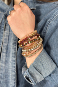 Glass Bead 9 Set Bracelet - Golden Girl