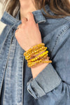 Glass Bead 9 Set Bracelet - Mustard