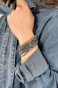 10 Piece Stackable Boho Bracelet - Silver