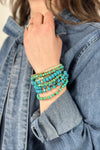 9 Set Stackable Stretch Bracelet - Turquoise