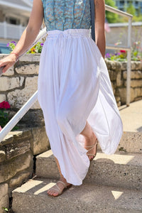 Tulip Hem Wide-Leg Pants - White