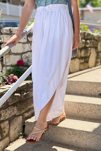 Tulip Hem Wide-Leg Pants - White