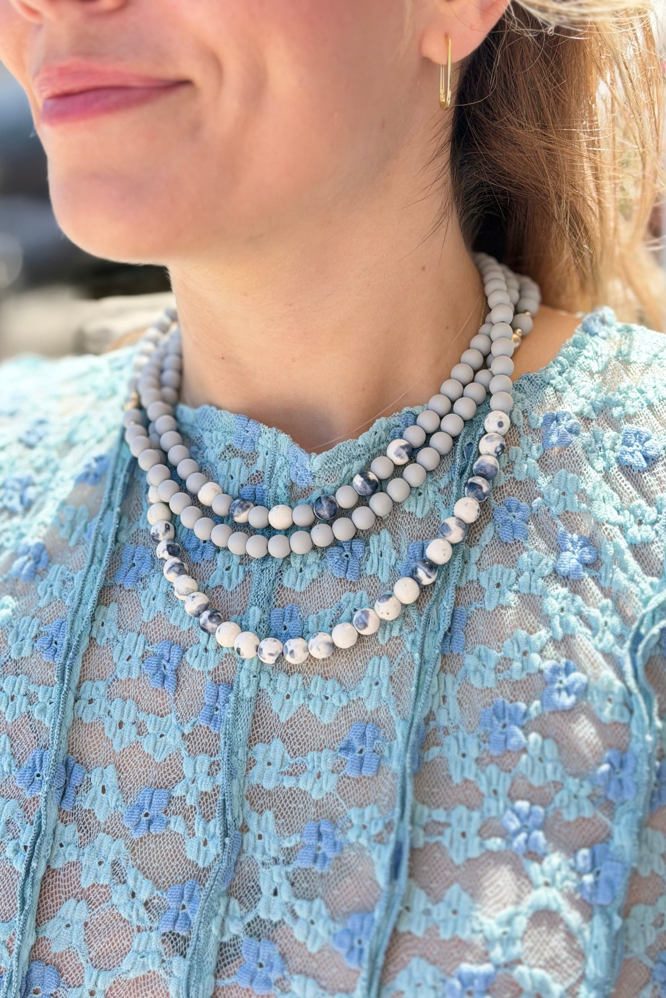 Porcelain & Resin Beaded Layered Necklace