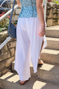 Tulip Hem Wide-Leg Pants - White