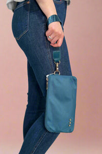 Cove Double Zip Nylon Wristlet - Teal