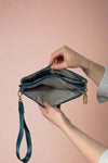 Cove Double Zip Nylon Wristlet - Teal