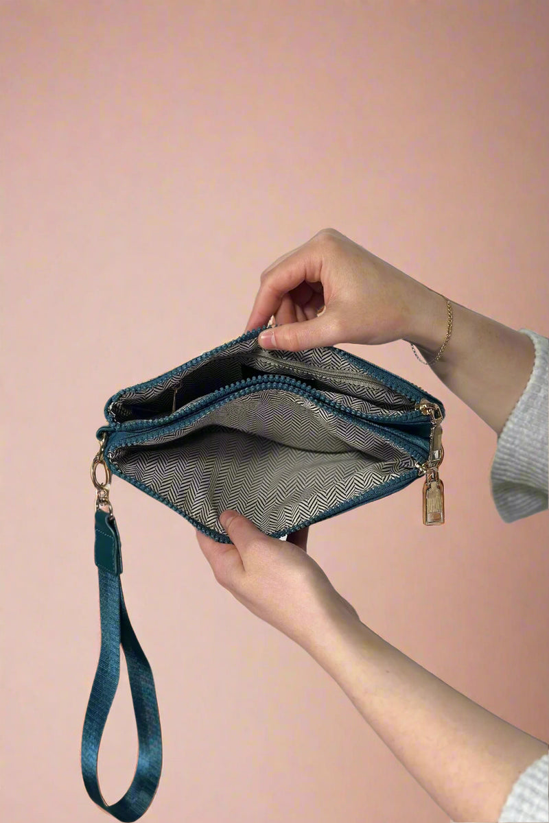 Cove Double Zip Nylon Wristlet - Teal