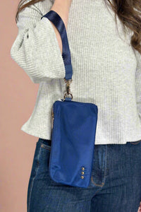 Cove Double Zip Nylon Wristlet - Navy