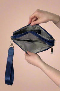 Cove Double Zip Nylon Wristlet - Navy