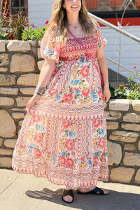 Flower Printed Chiffon Maxi Dress