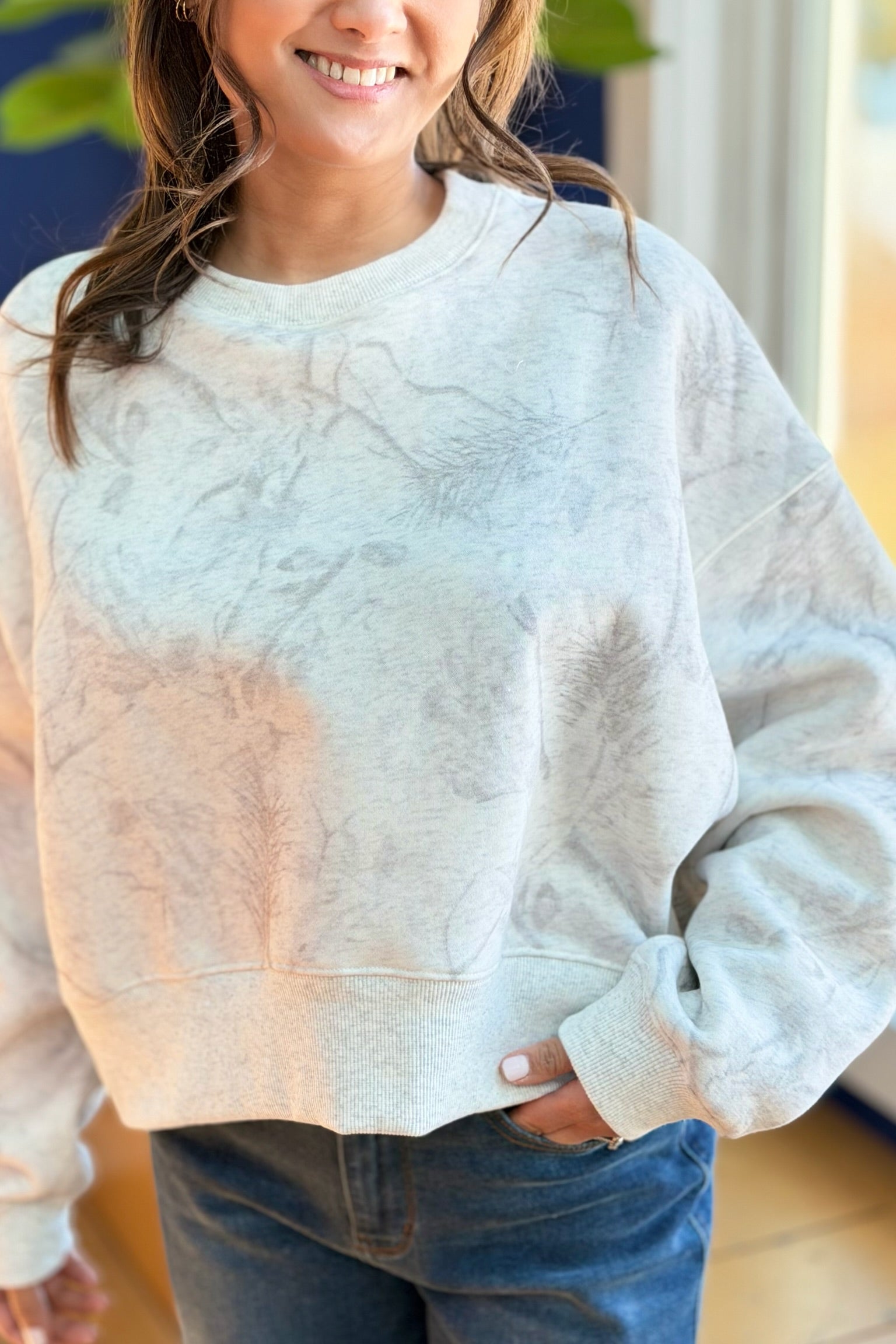 Camouflage Dropped Shoulders Sweatshirt - Grey