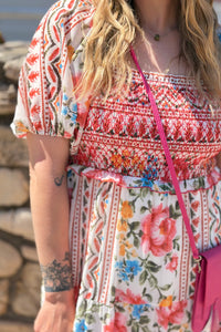 Flower Printed Chiffon Maxi Dress