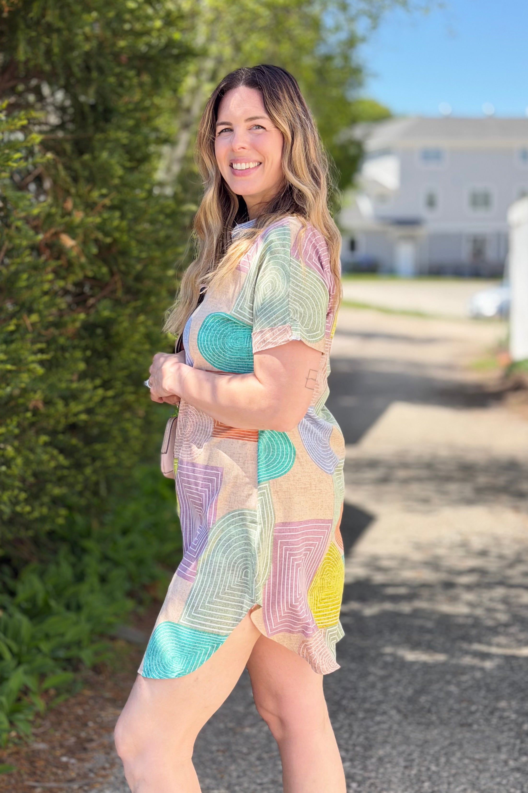 Geometric Button Down Dress - Multi