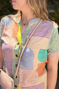 Geometric Button Down Dress - Multi