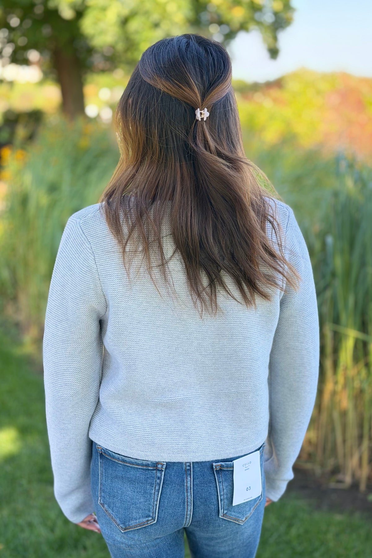 Tie Front Sweater Cardigan - Grey