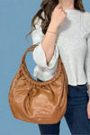 Lena Ruched Round Handle Bag - Taupe