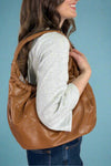 Lena Ruched Round Handle Bag - Taupe