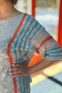 Color-Block Flared Sleeve Sweater - Grey