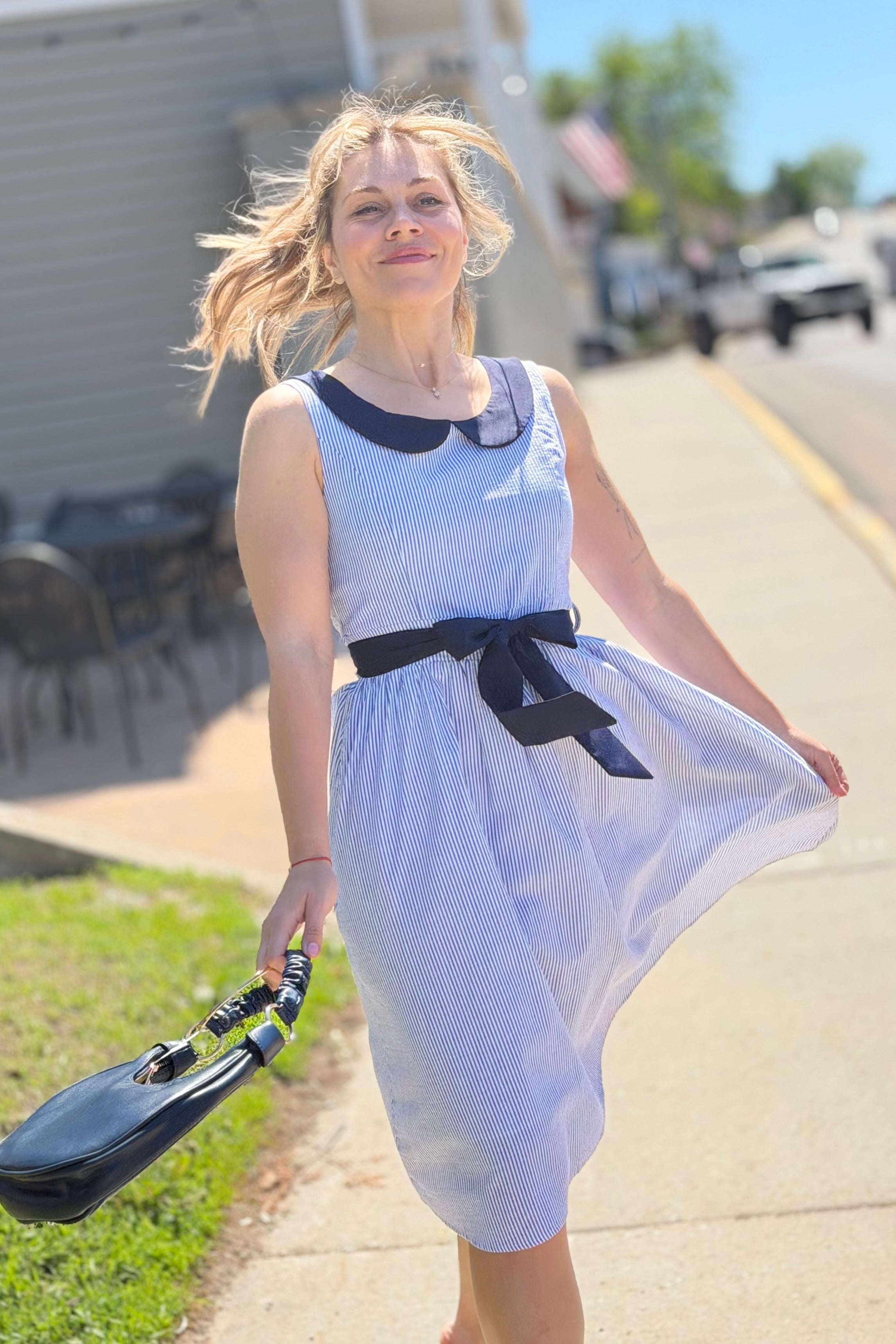 Stripe Dress Peter Pan Collar